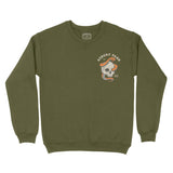 Asbury Park Skull Snake Crewneck in Military Green - front view