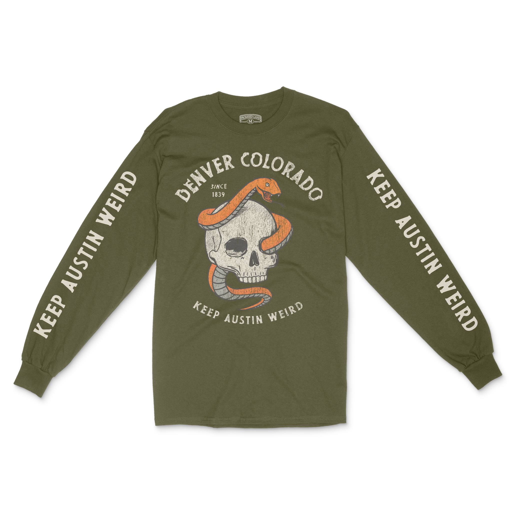 Austin Skull Snake Longsleeve in Military Green - front view with sleeves