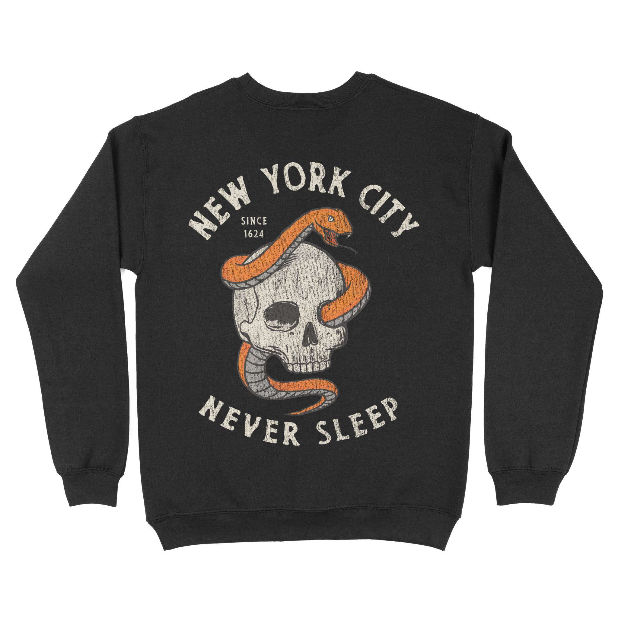 New York Crewneck in Black - back view
