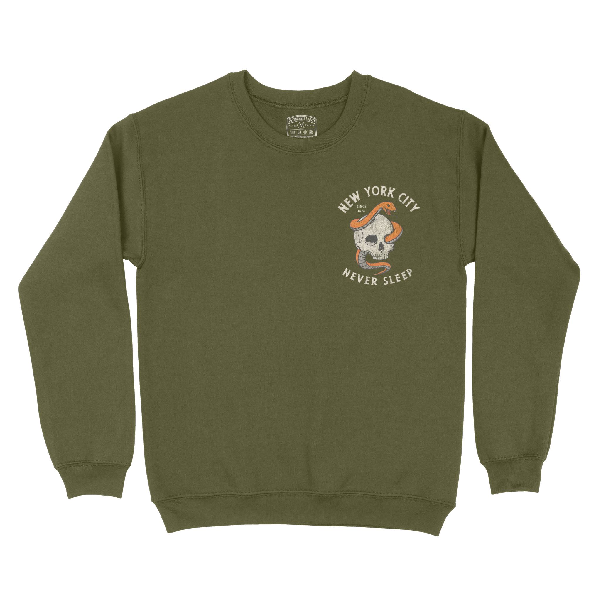 New York Crewneck in Military Green - front view