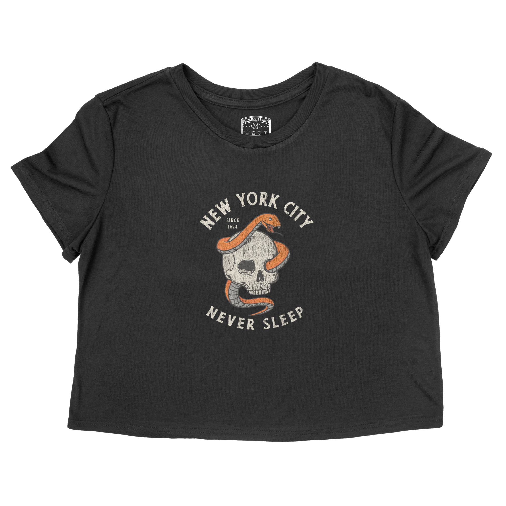 New York Cropped Tee in Black - front view
