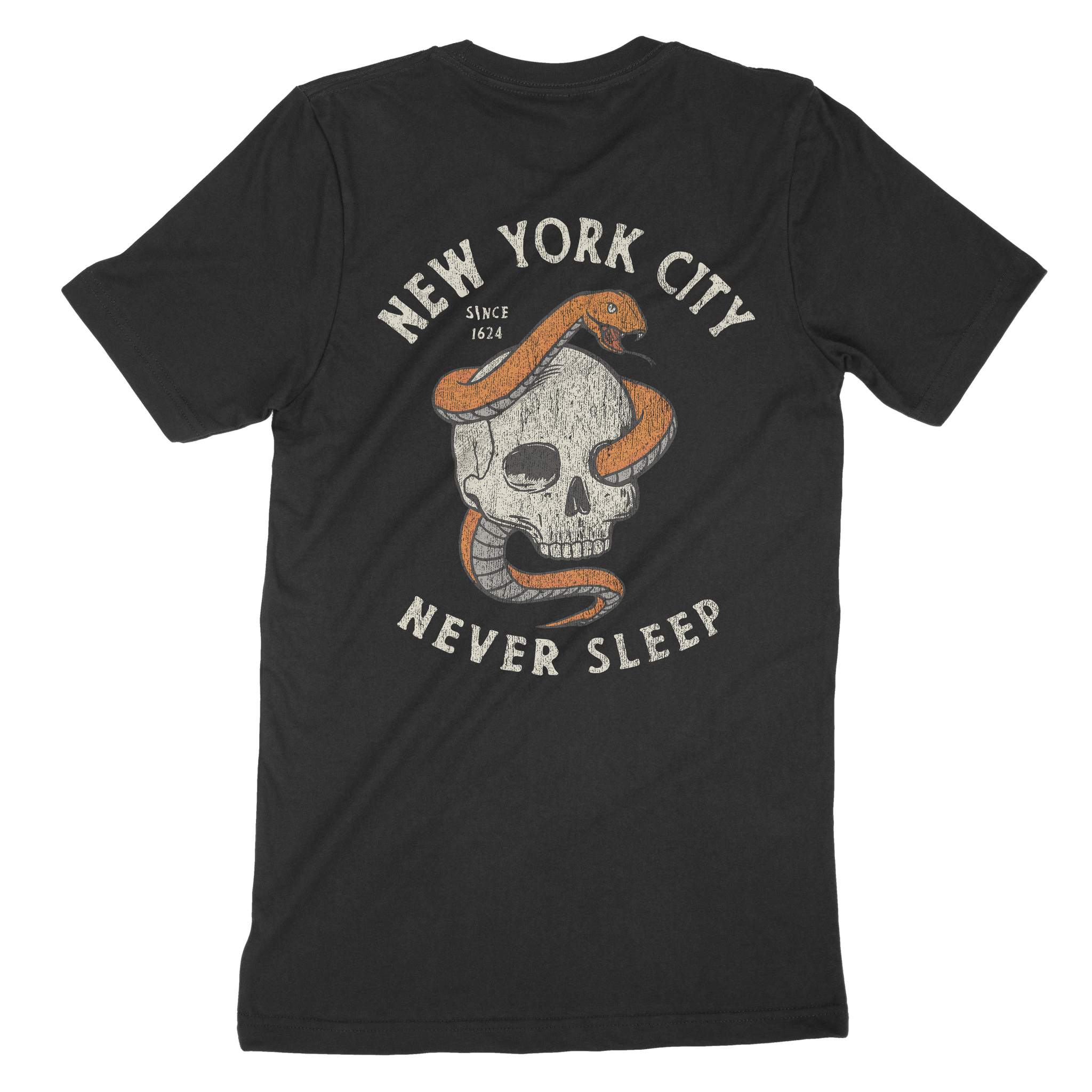 New York Skull Snake T-Shirt Black back