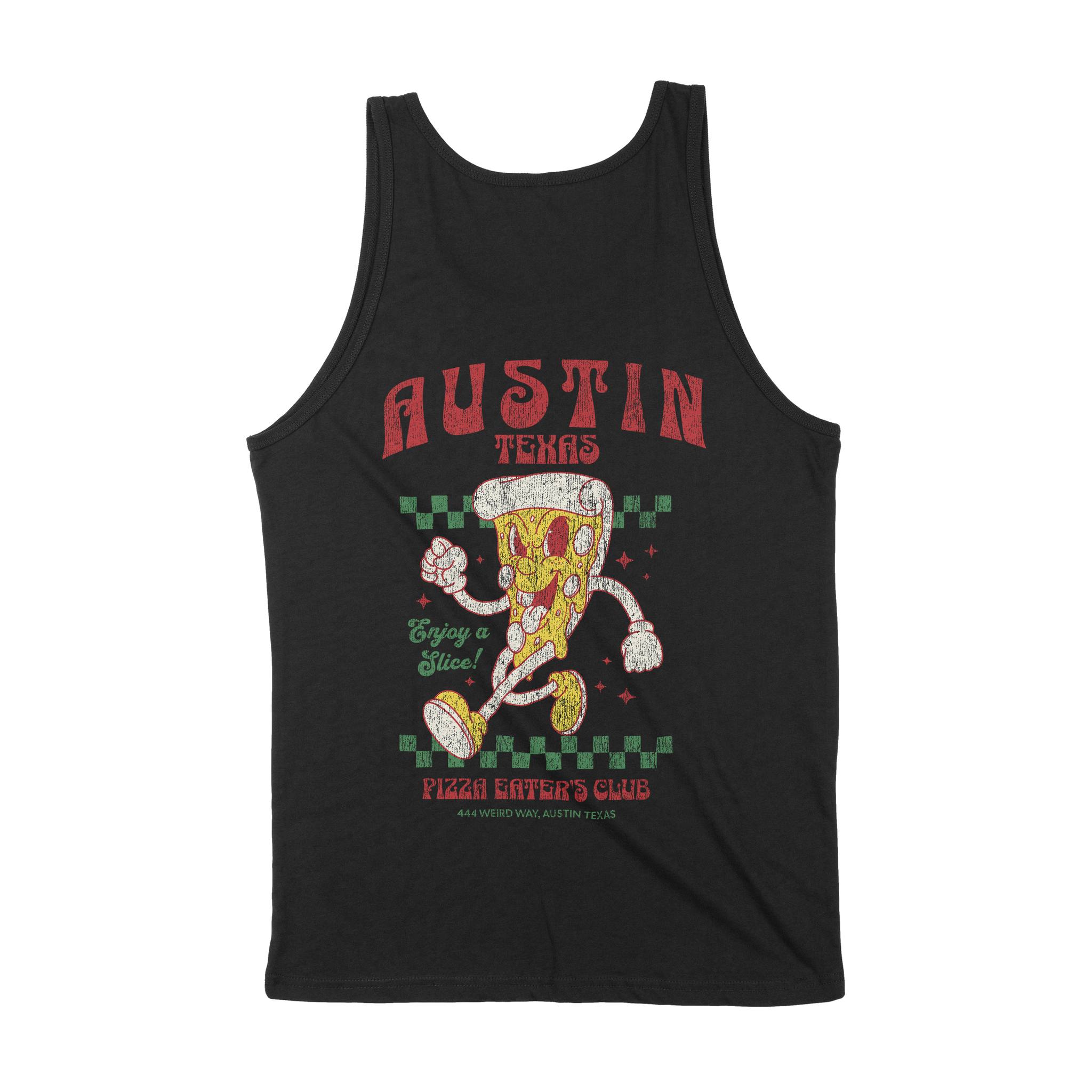 Austin Pizza Boy Tank Top Black back