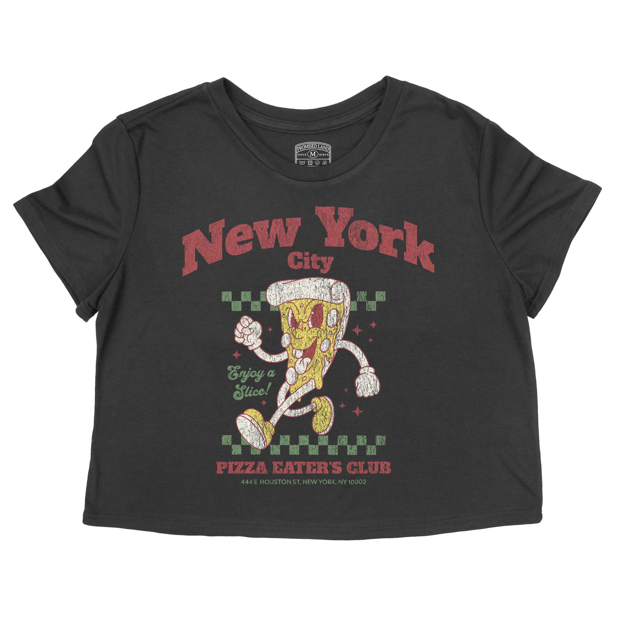New York Pizza Boy Cropped Tee Black front