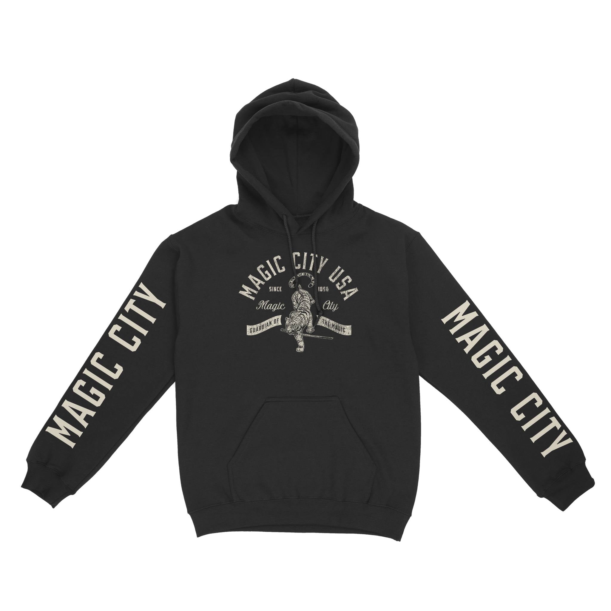 Miami Tiger Blade Hoodie in Black - front view with sleeves