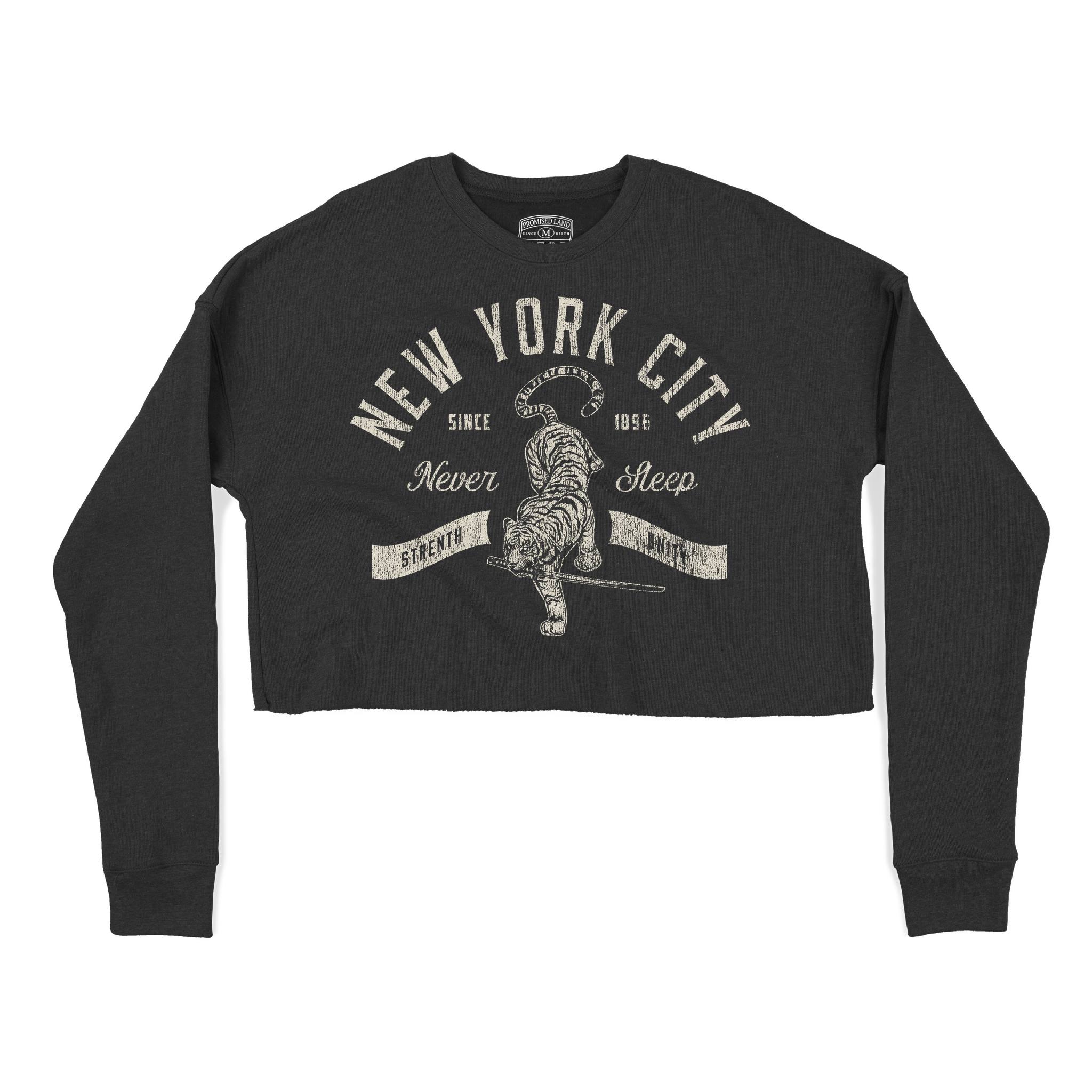 New York Cropped Crew in Black - front view