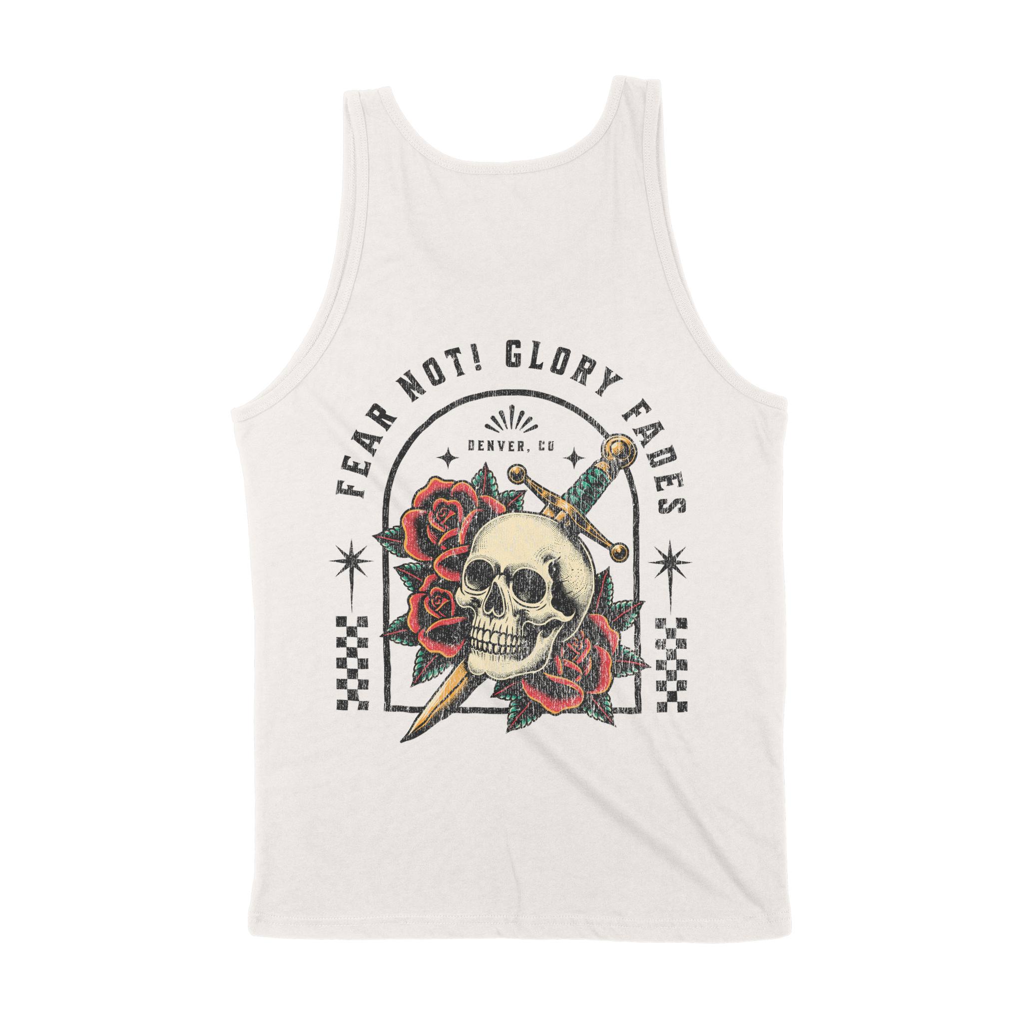 Denver Flower Skull Tank Top in Vintage - back view