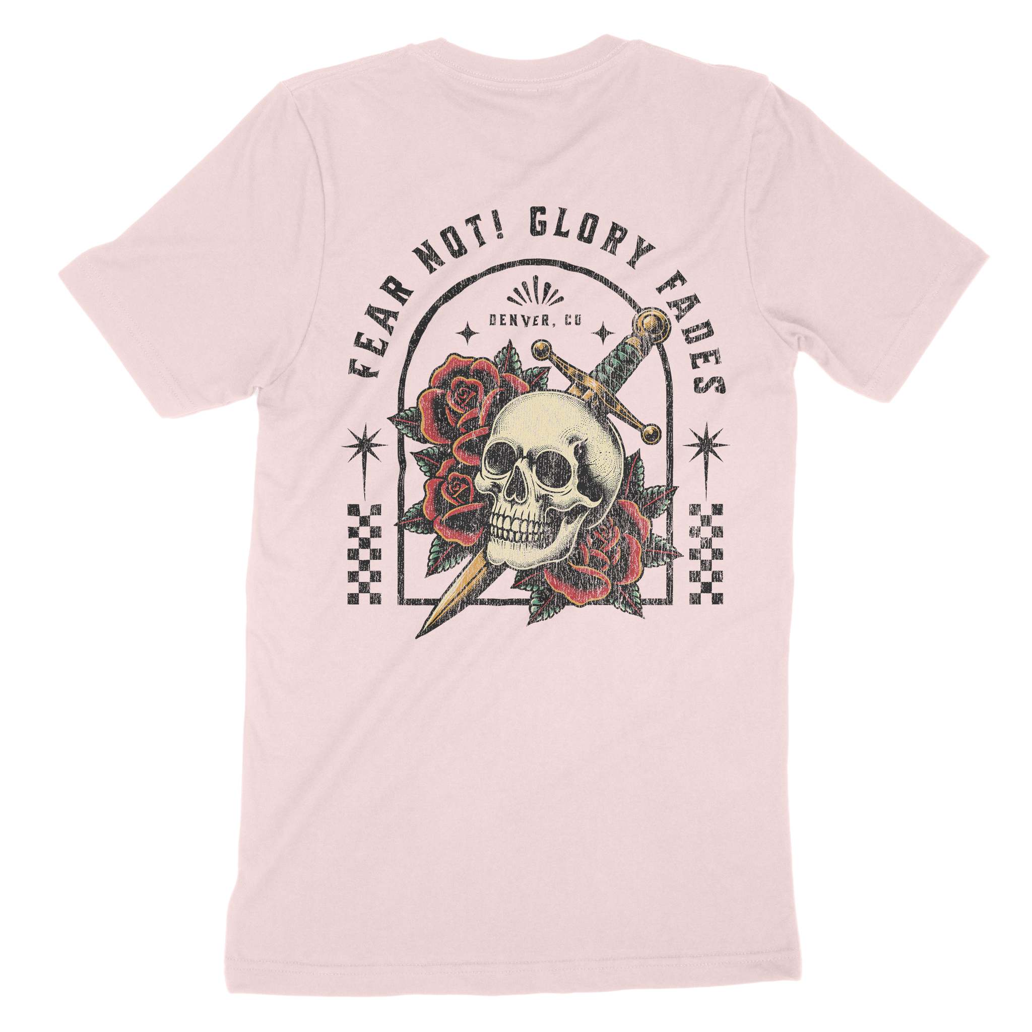 Denver Flower Skull T-Shirt Soft Pink back