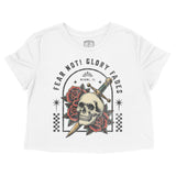 Miami Flower Skull Cropped Tee White front