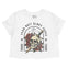 Miami Flower Skull Cropped Tee in White - front view