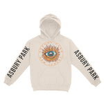 Asbury Park Eye Sublime Hoodie in Natural - front with sleeves view
