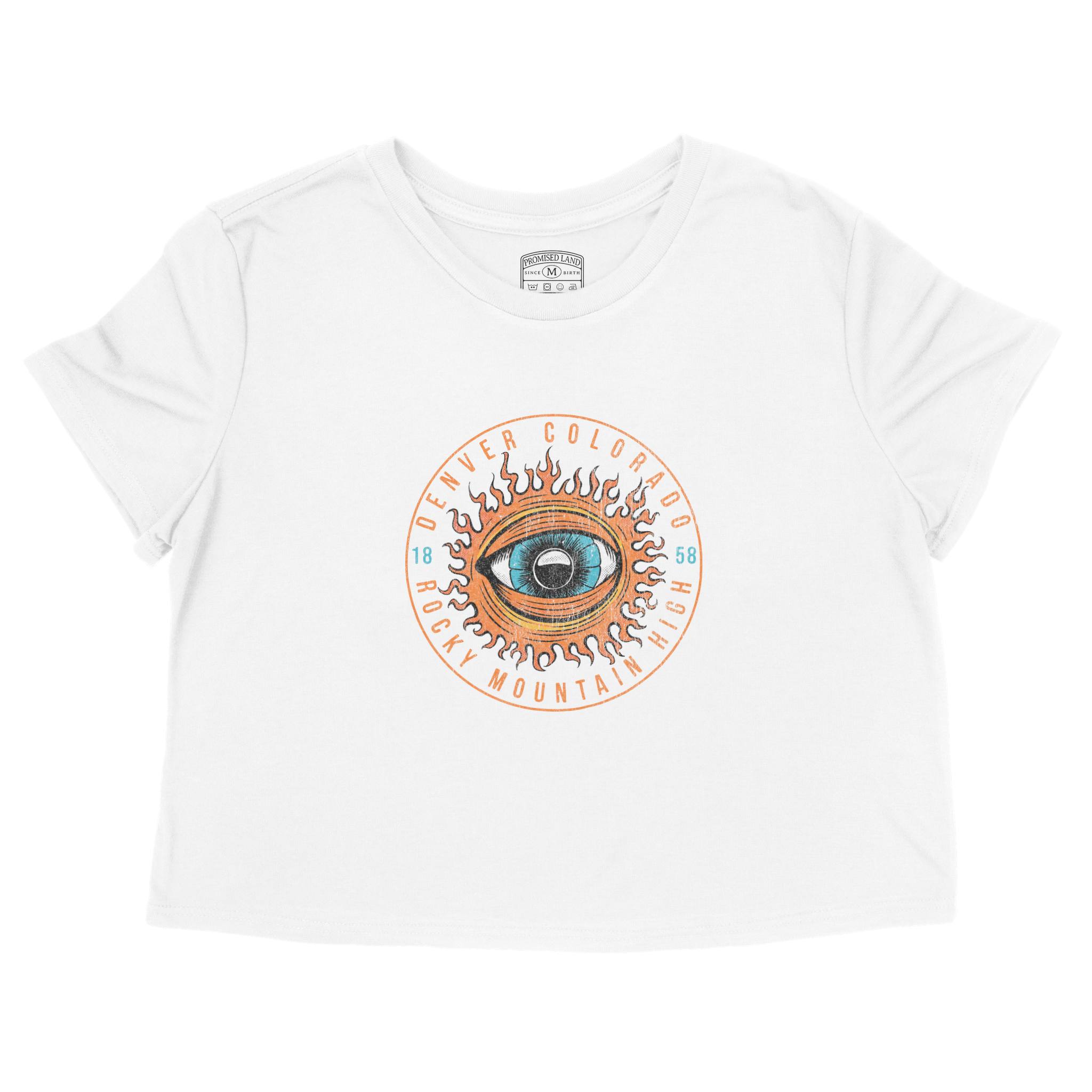 Denver Cropped Tee in White - front view