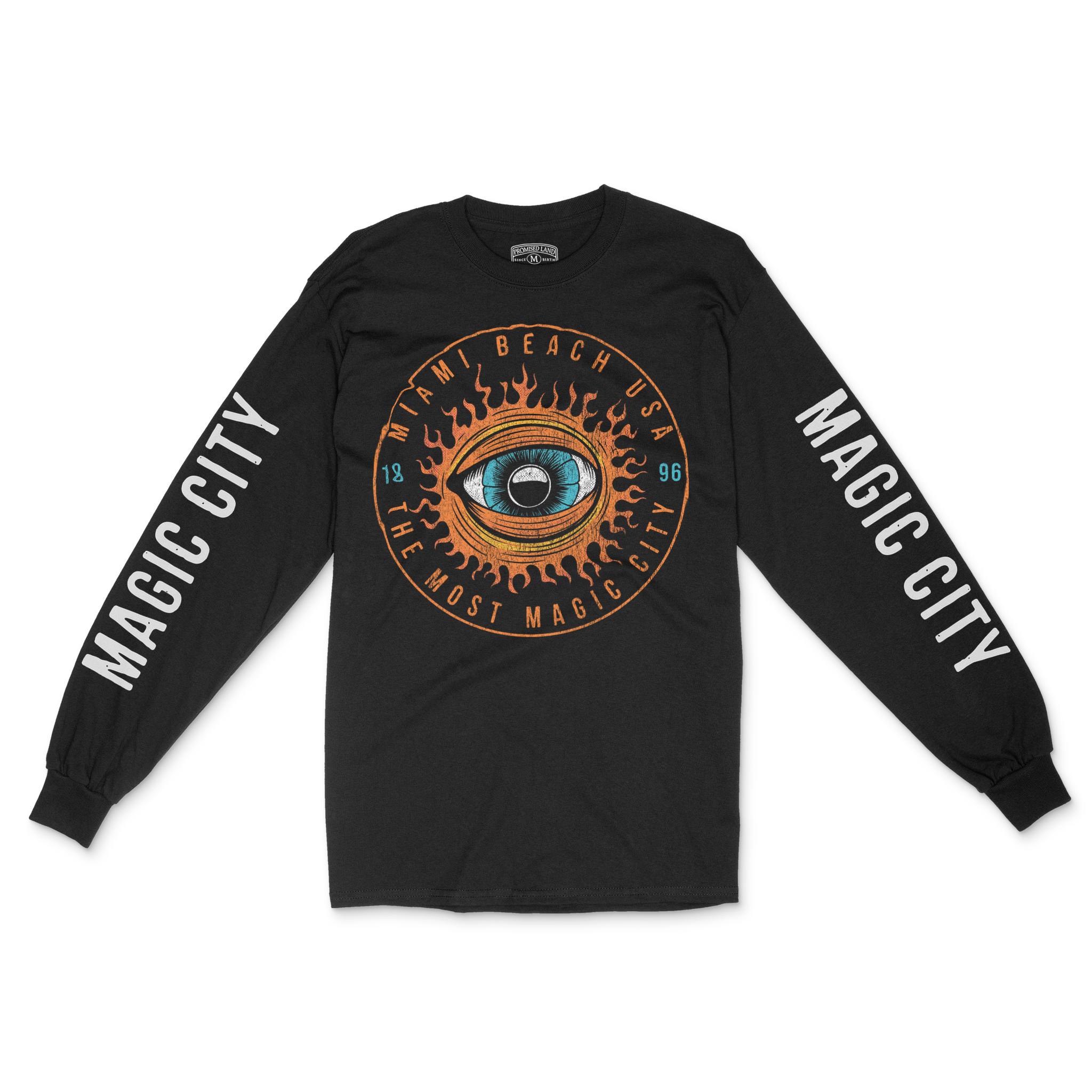 Miami Eye Sublime Longsleeve in Black - front view with sleeves