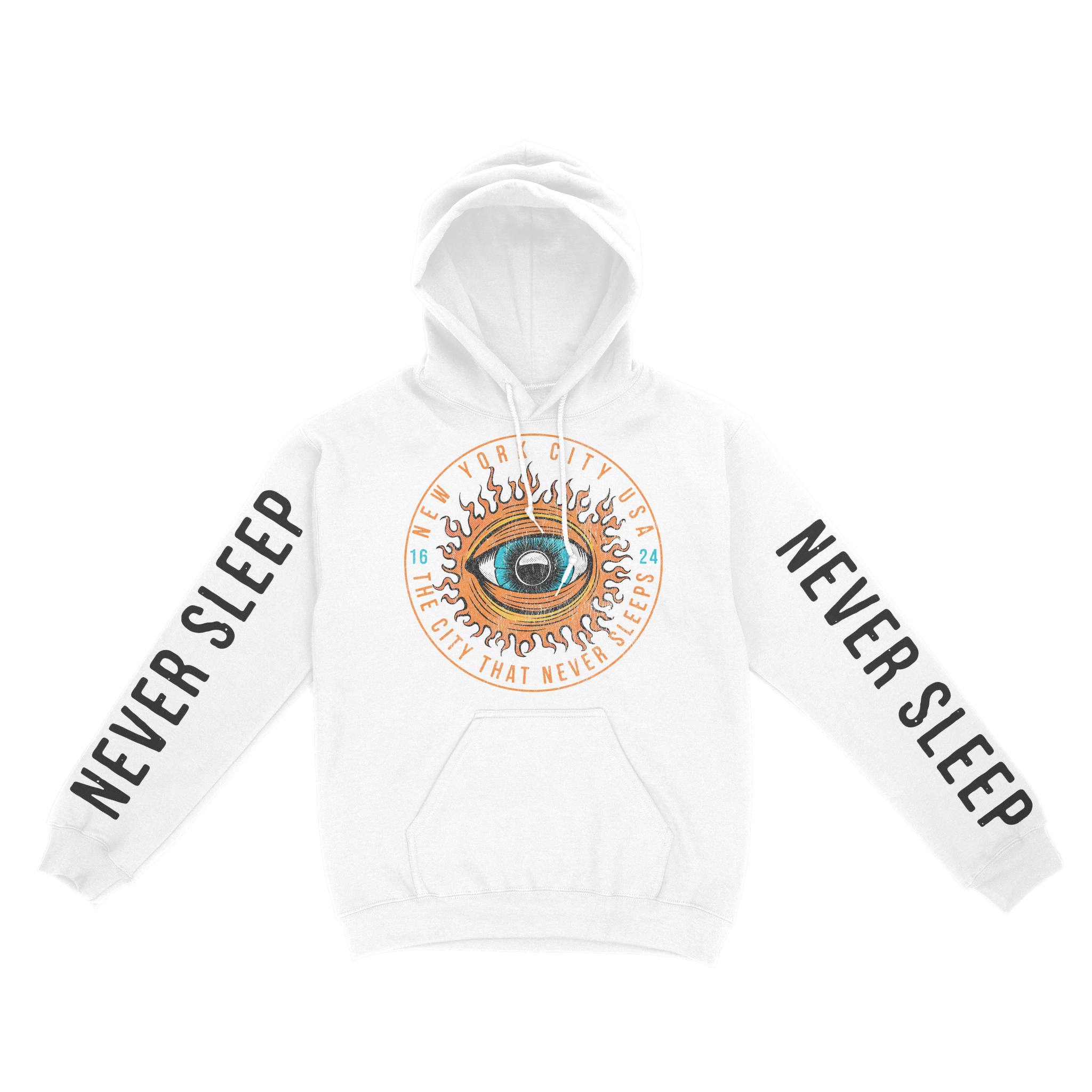 New York Hoodie in White - front-sleeves view