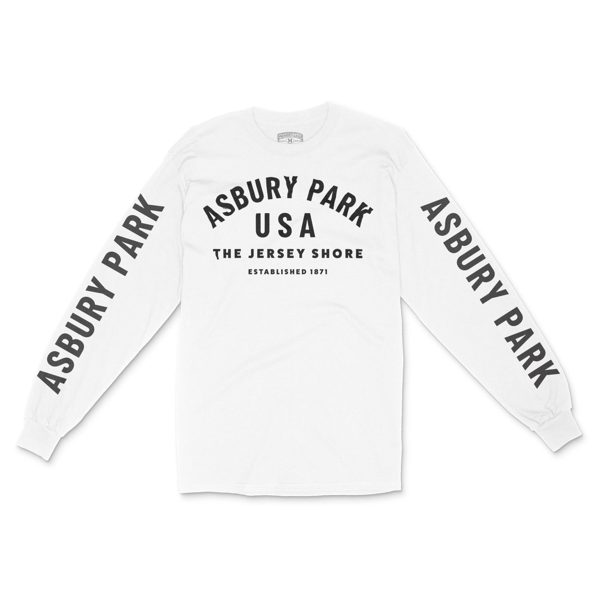 Asbury Park Classic Longsleeve in White - front with sleeves view