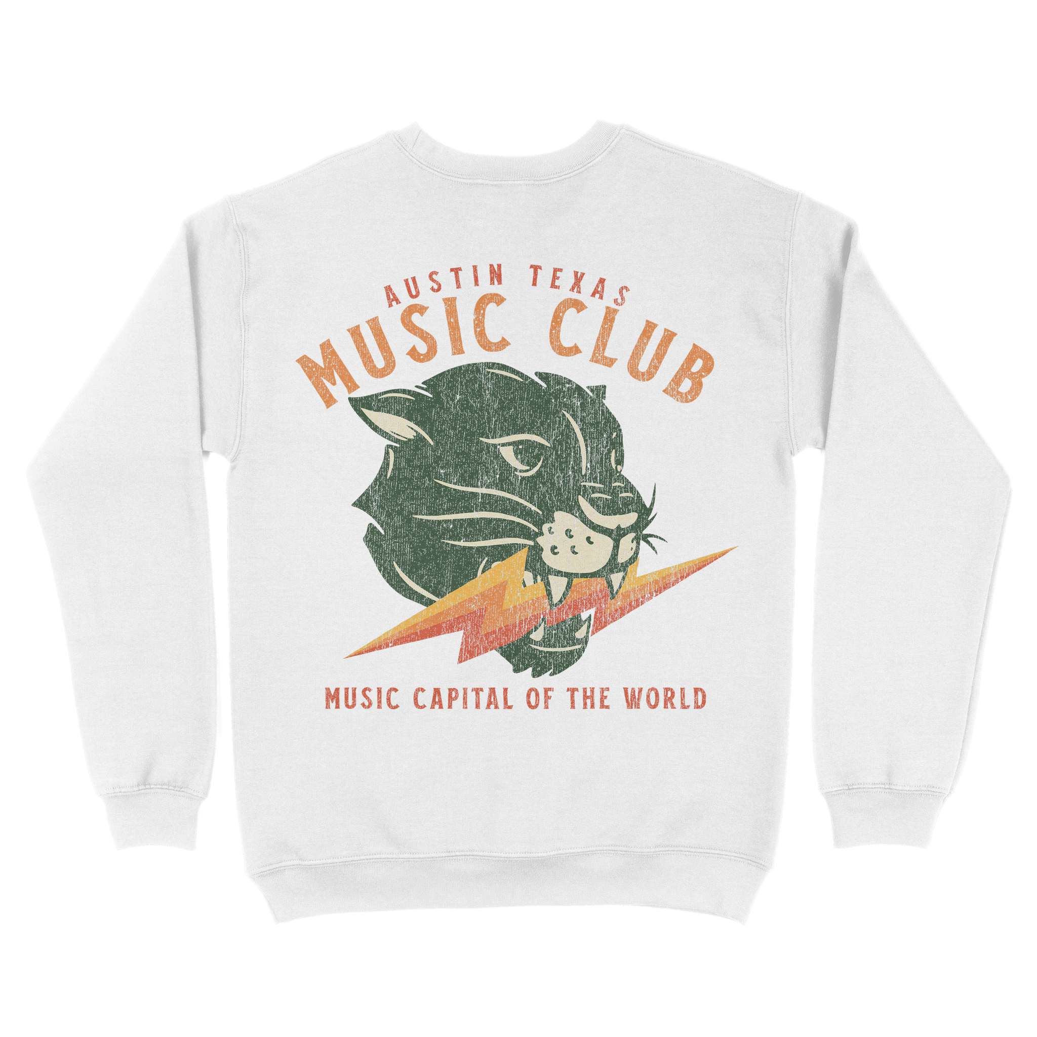 Austin Music Club Crewneck White back
