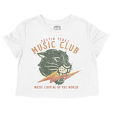 Austin Music Club Cropped Tee White front