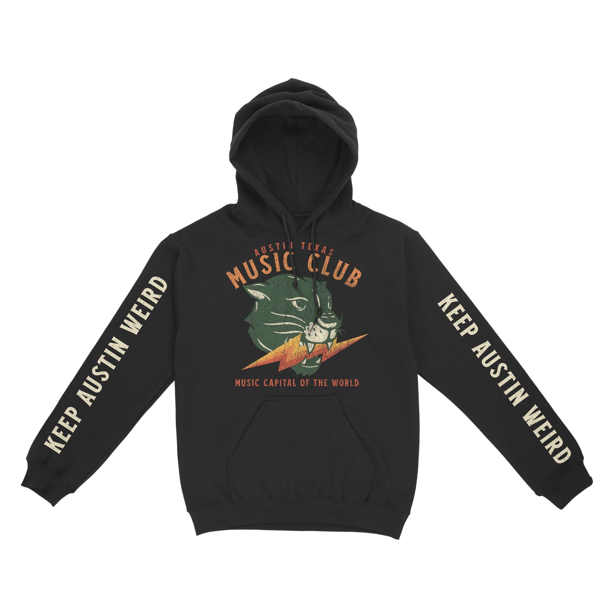 Austin Hoodie in Black - front-sleeves view