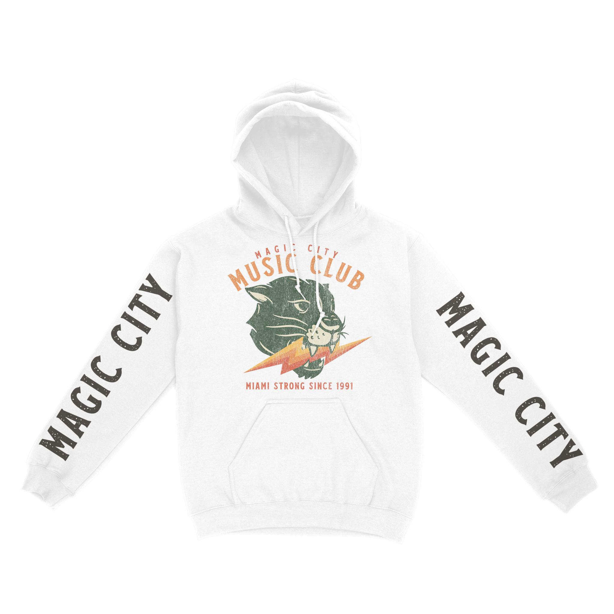 Miami Hoodie in White - front-sleeves view