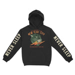 New York Hoodie in Black - front-sleeves view