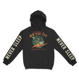 New York Hoodie in Black - front-sleeves view