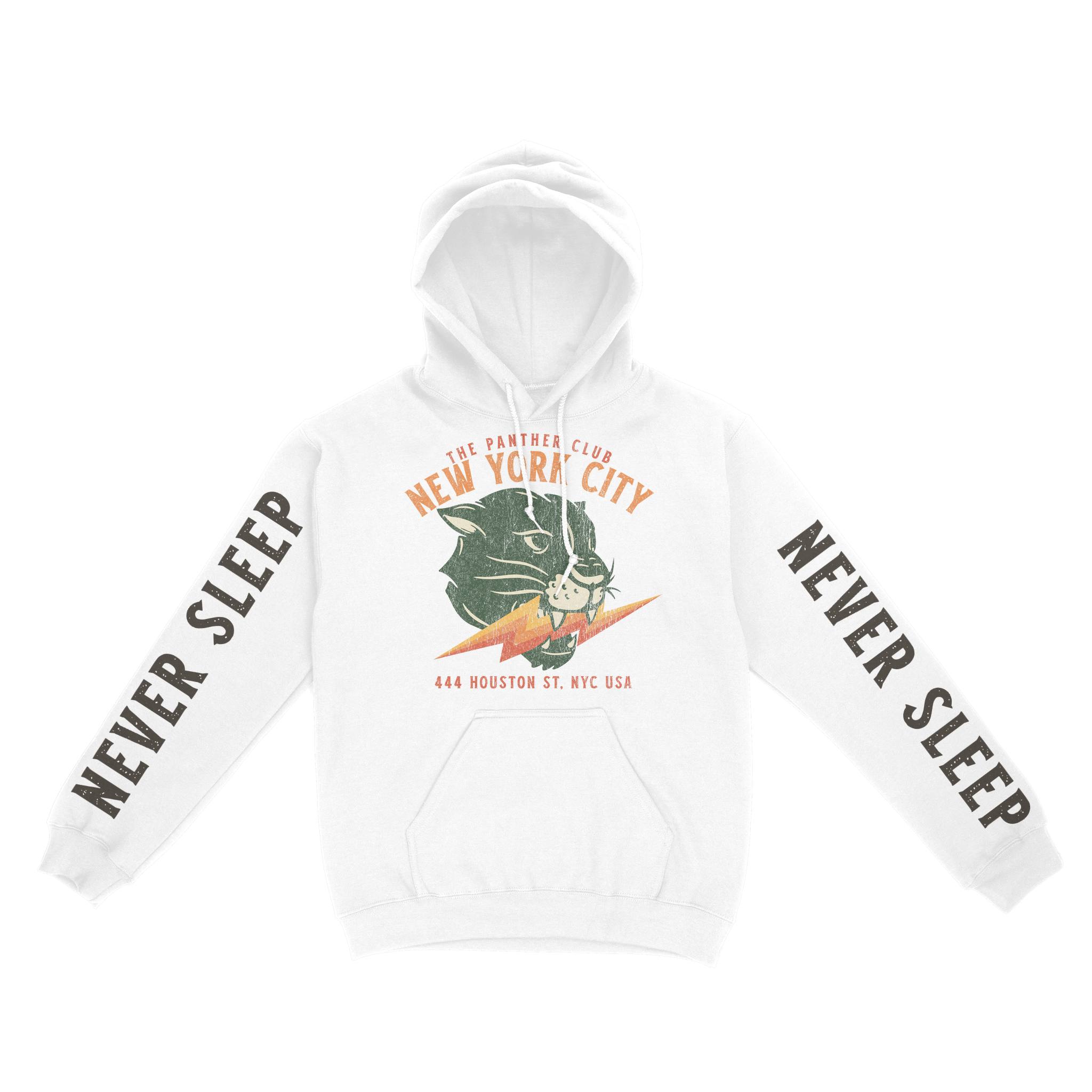New York Hoodie in White - front-sleeves view