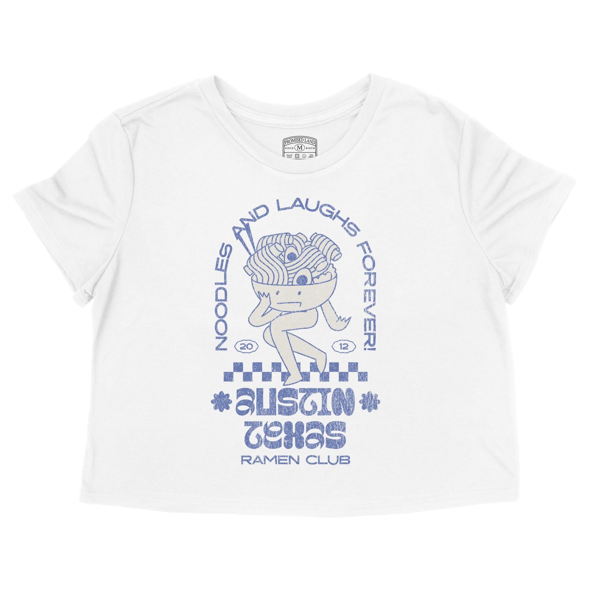 Austin Ramen Club Cropped Tee White front