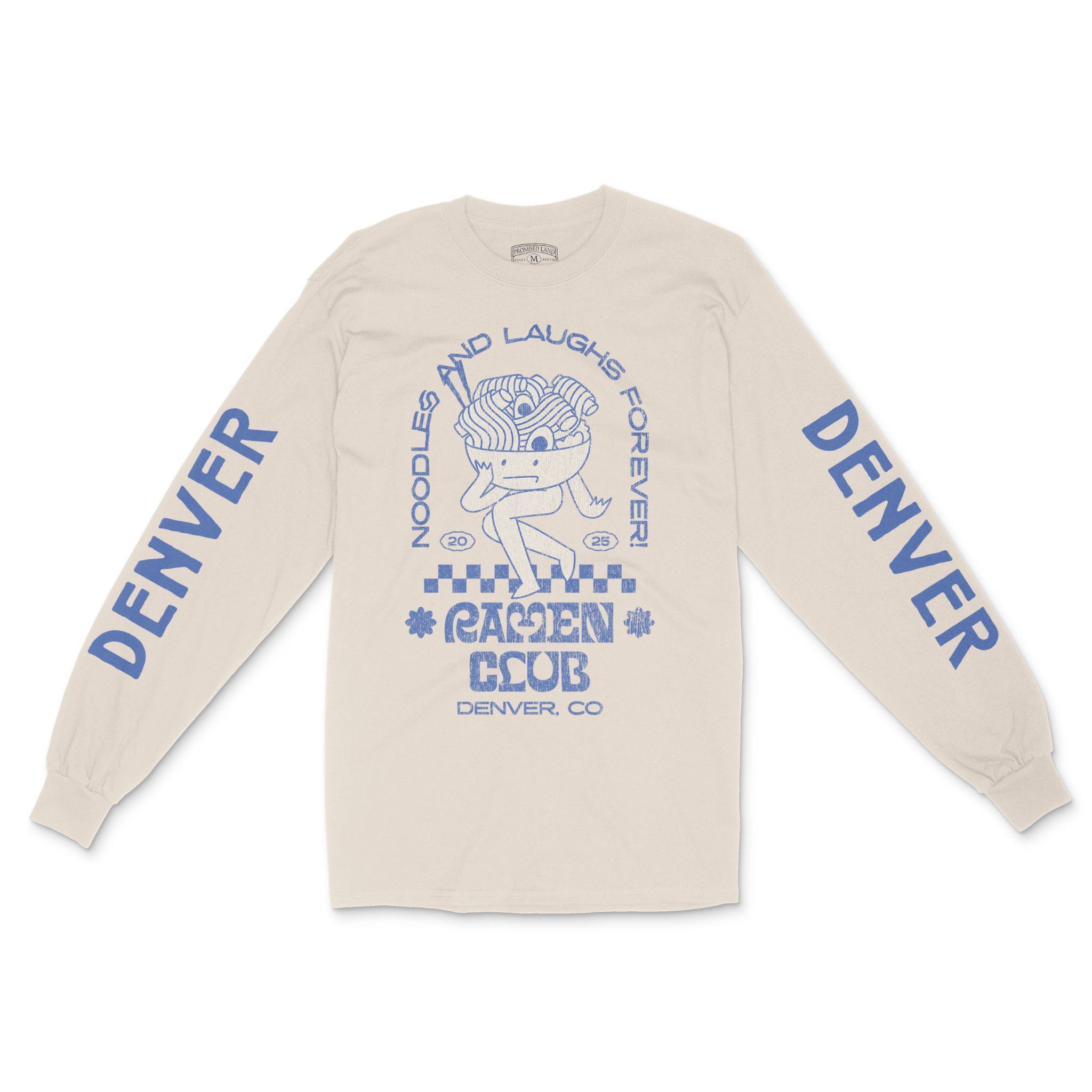 Denver Ramen Club Longsleeve in Natural - front view with sleeves