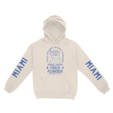 Miami Ramen Club Hoodie in Natural - front view with sleeves