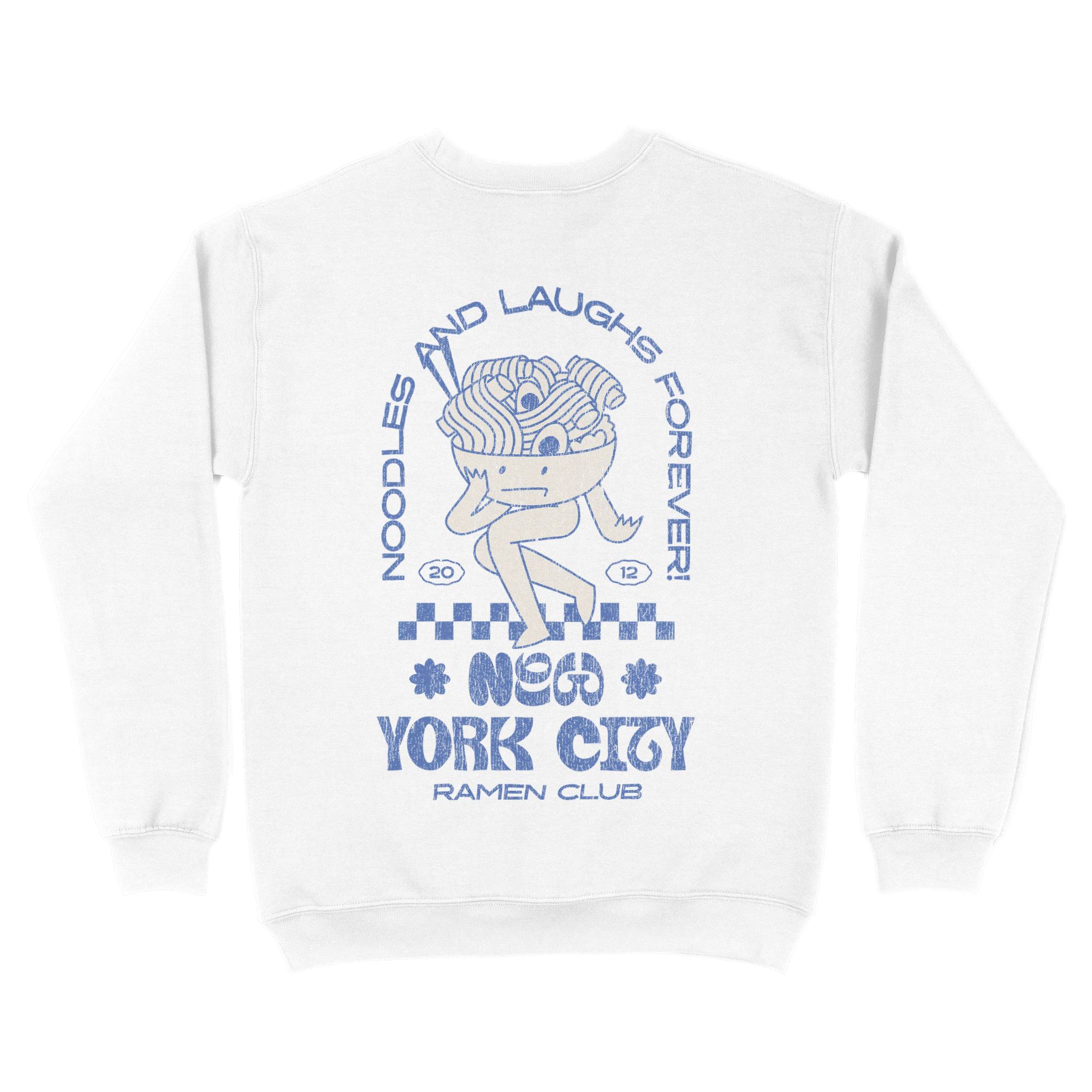 New York Crewneck in White - back view