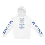 New York Hoodie in White - front-sleeves view