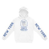 New York Hoodie in White - front-sleeves view