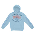 Denver Hoodie in Light Blue - front-sleeves view