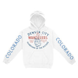 Denver Hoodie in White - front-sleeves view