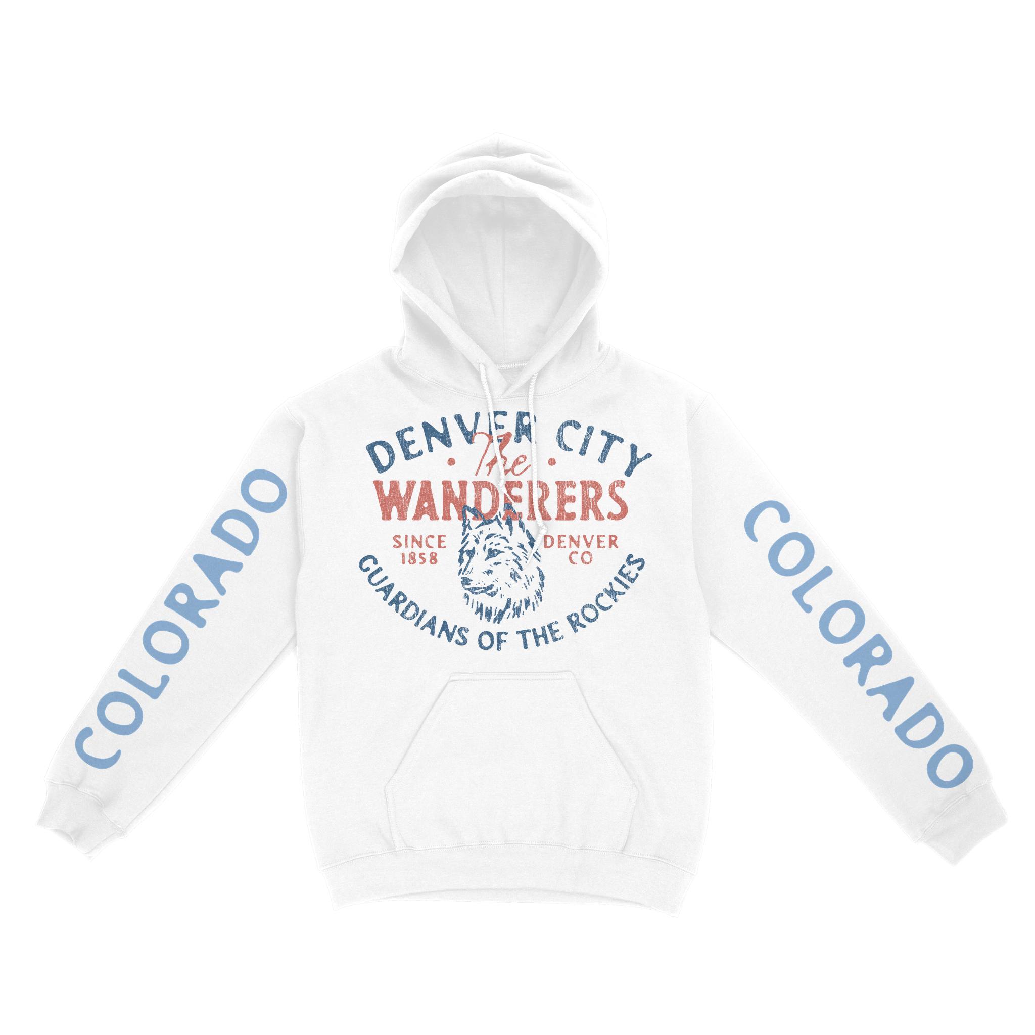 Denver Hoodie in White - front-sleeves view