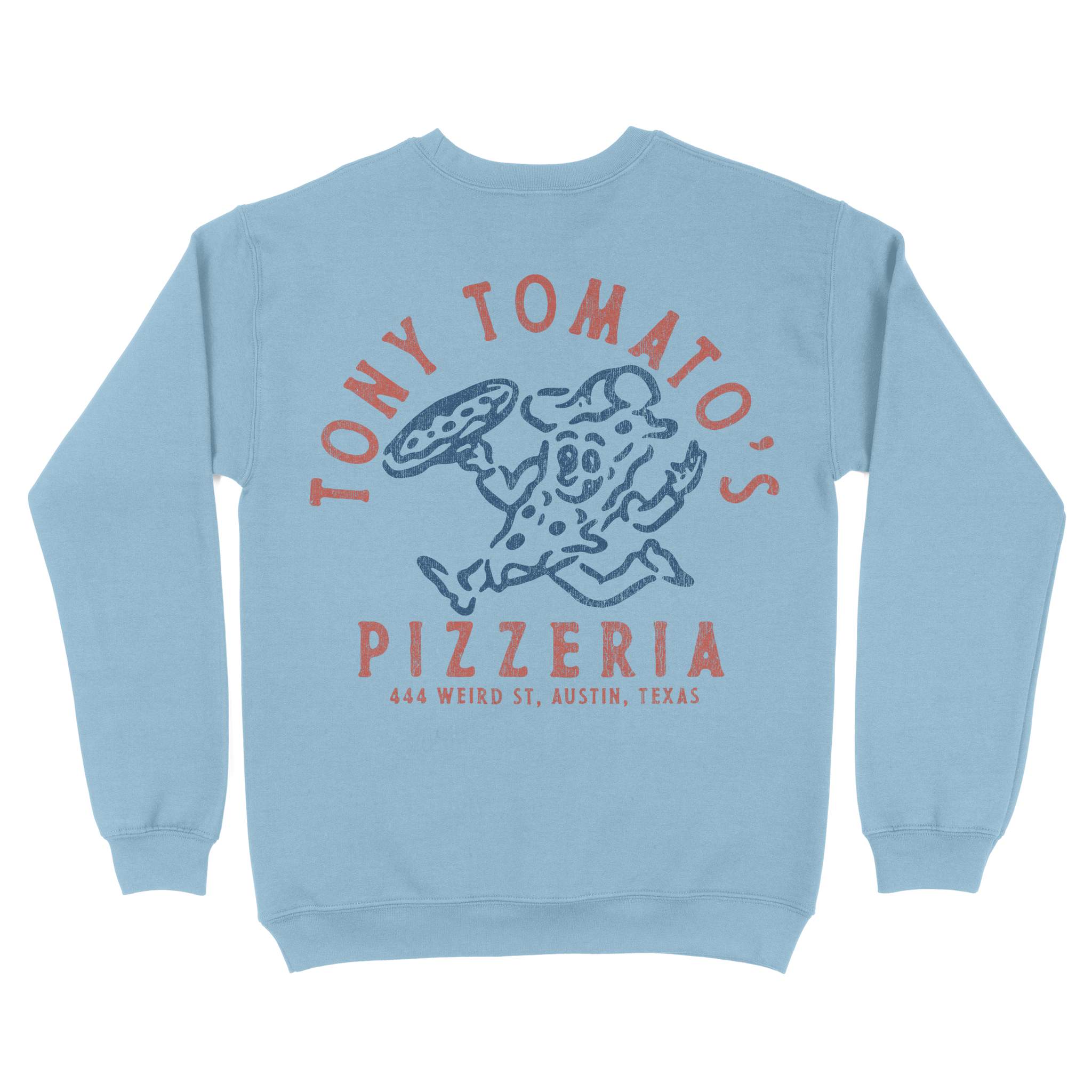 Austin Pizza Time Crewneck Light Blue back