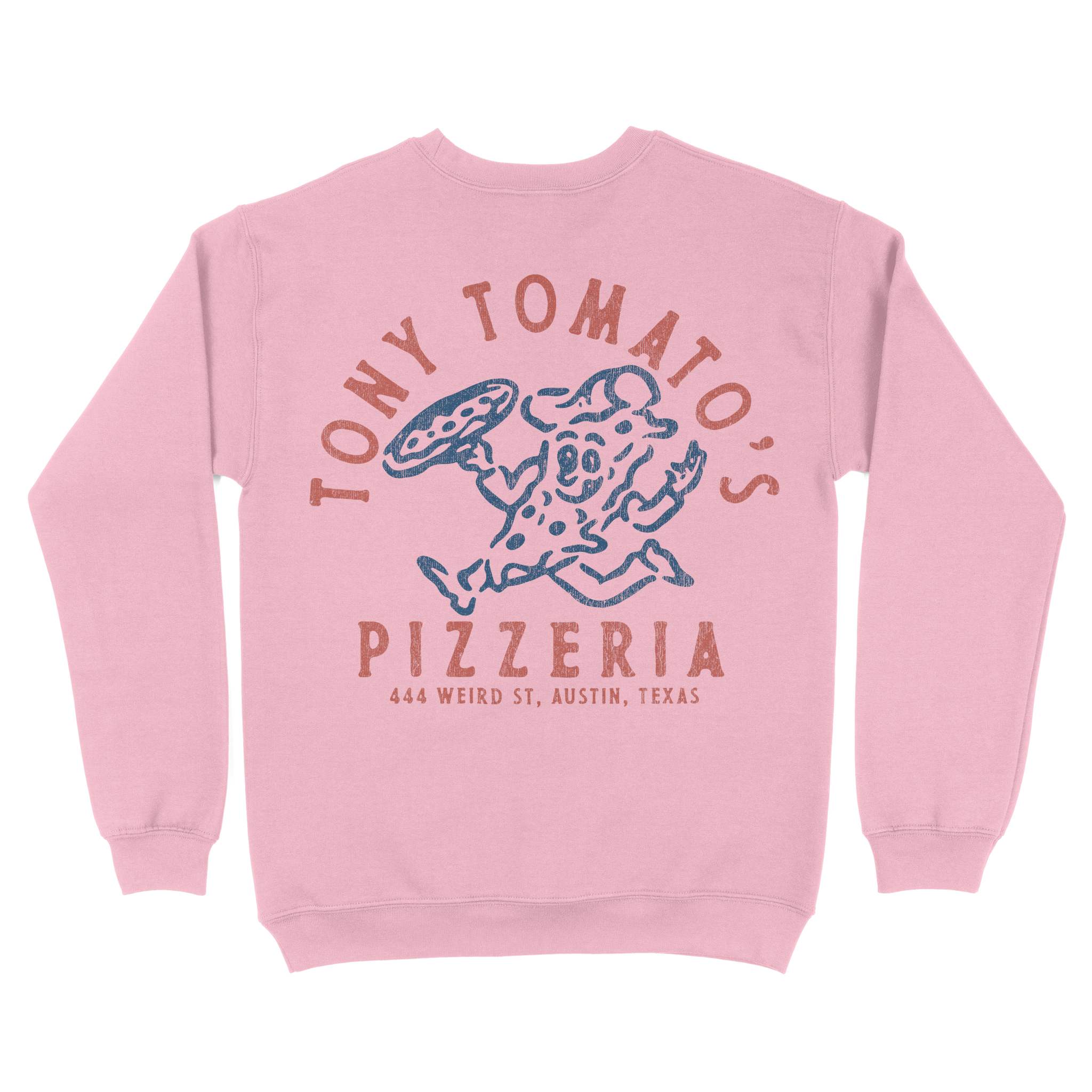 Austin Pizza Time Crewneck Light Pink back