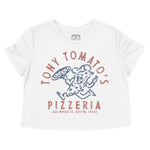 Austin Pizza Time Cropped Tee White front