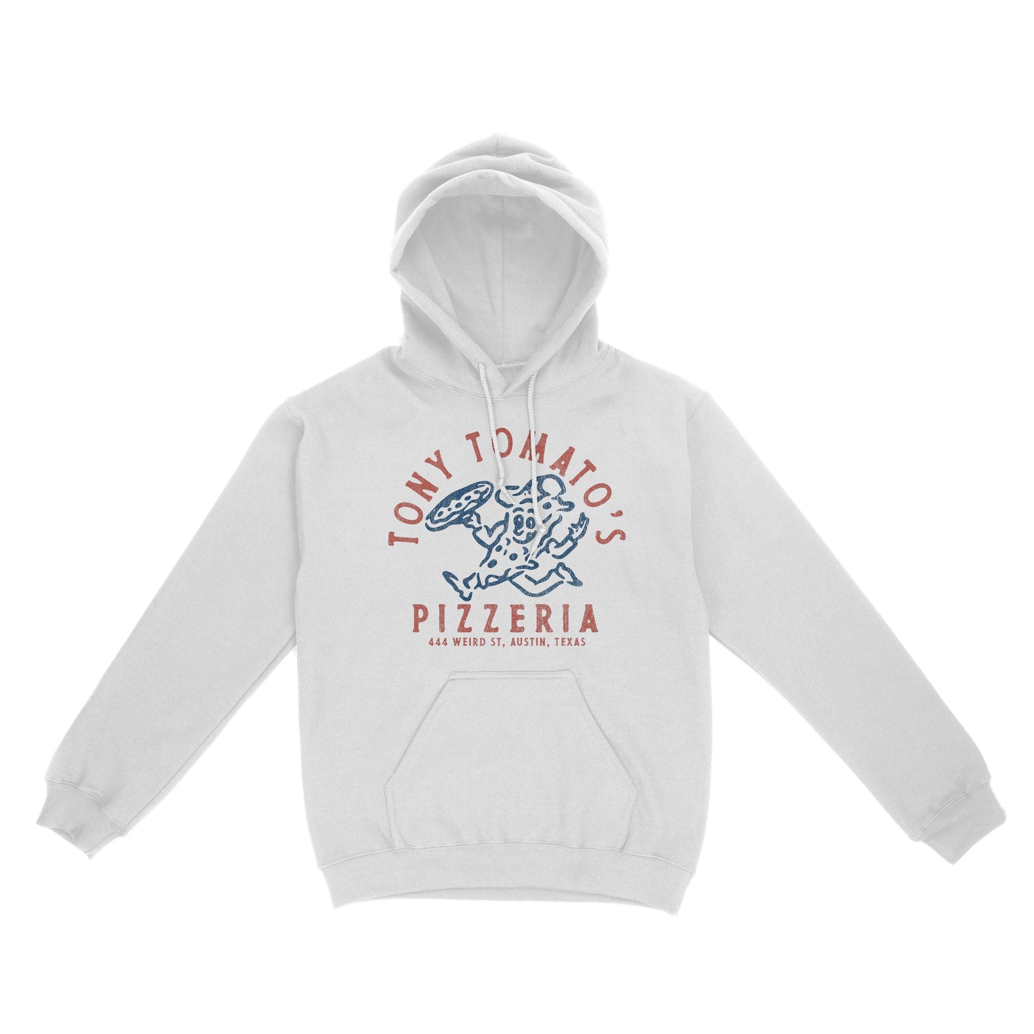 Austin Pizza Time Hoodie White front