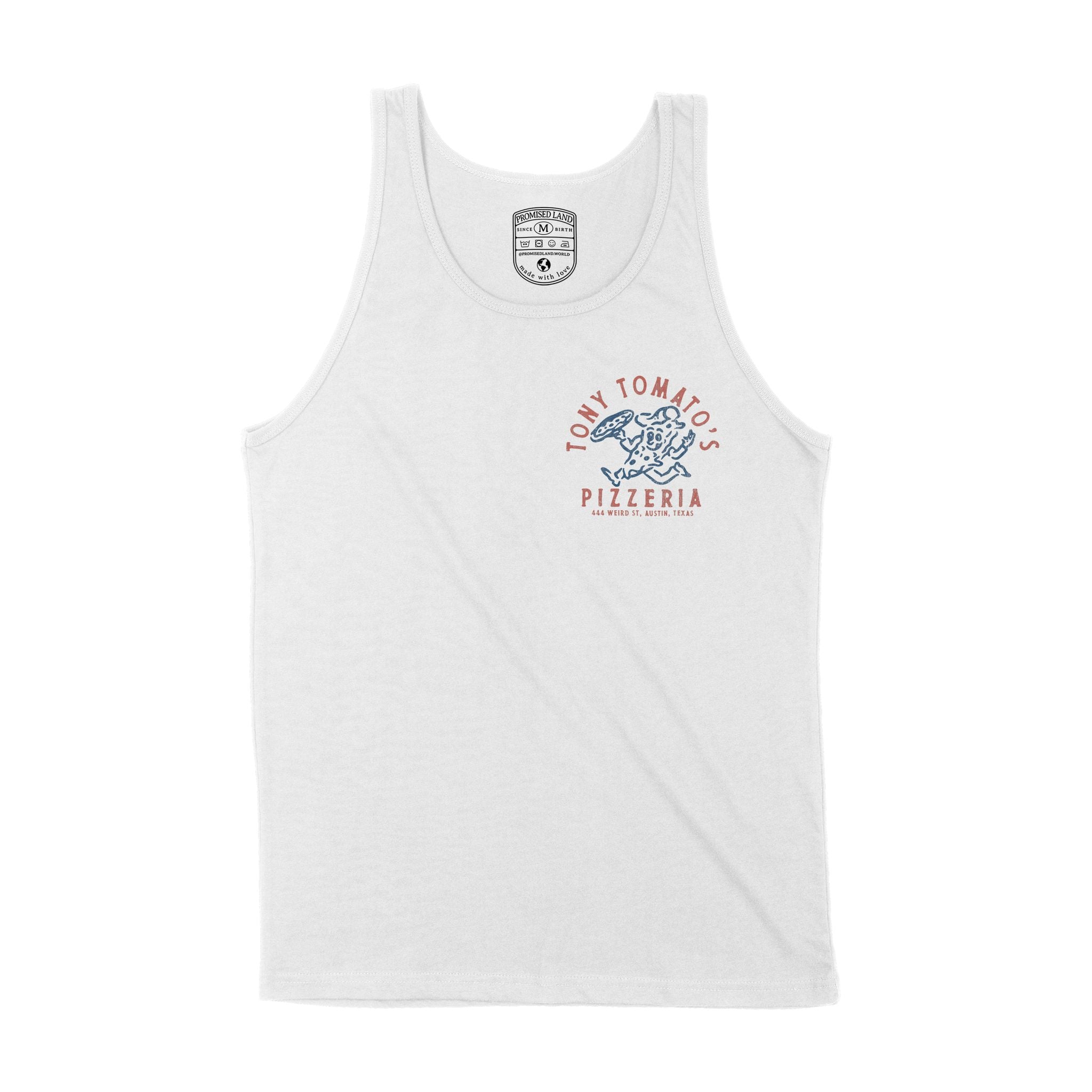 Austin Pizza Time Tank Top White front