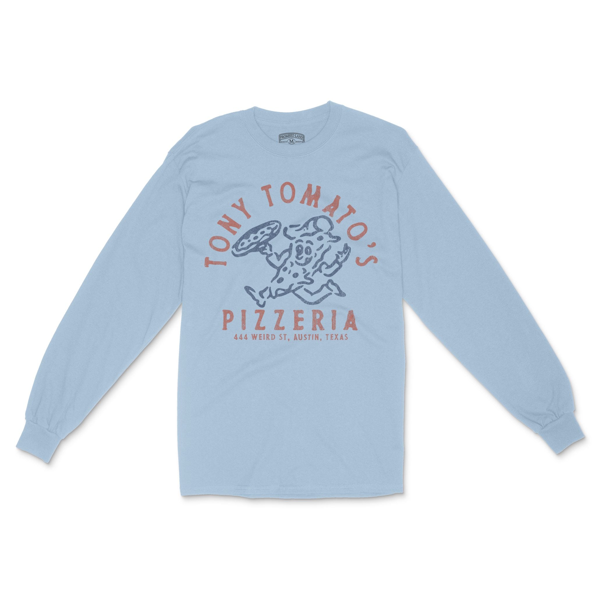 Austin Pizza Time Longsleeve in Light Blue - front view