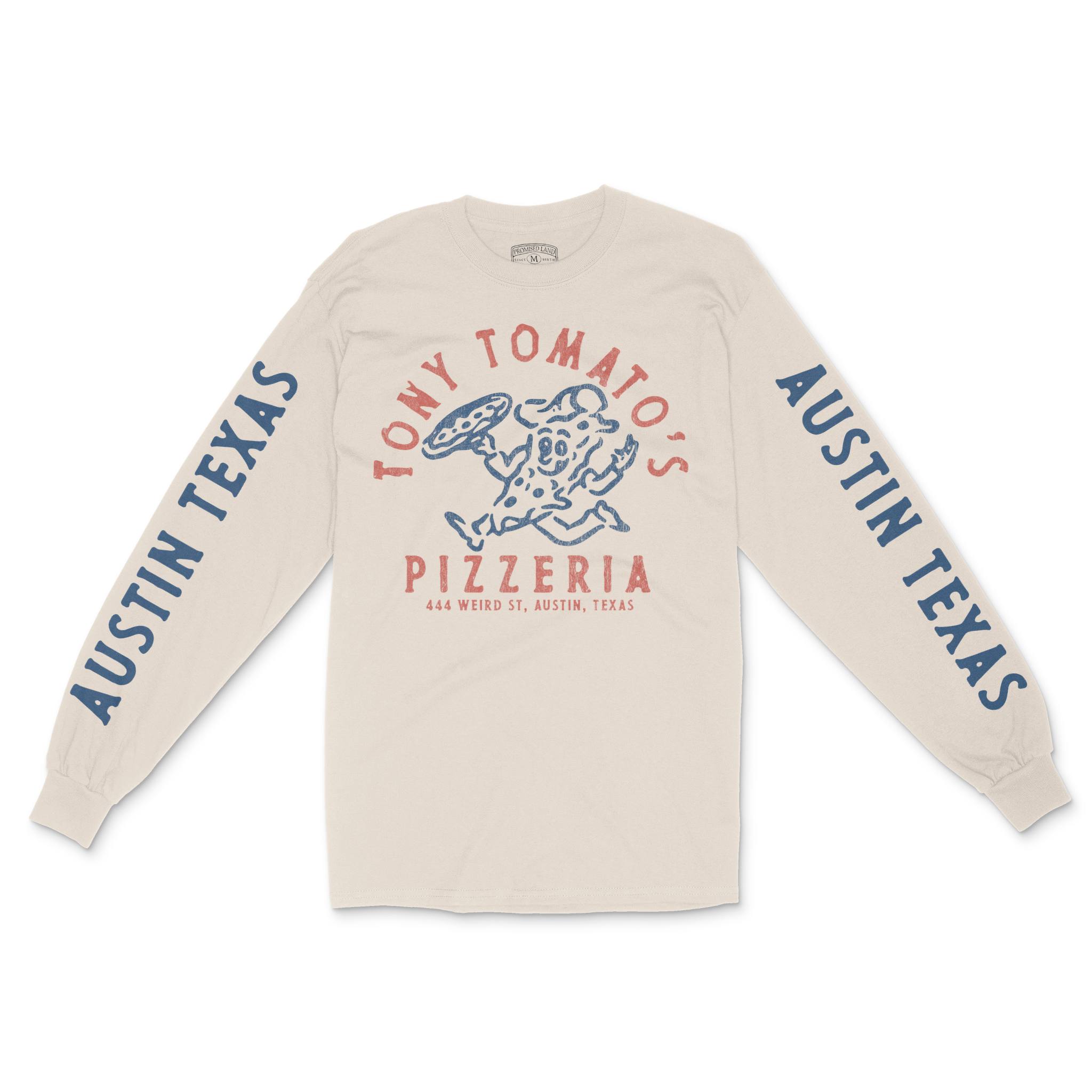 Austin Pizza Time Longsleeve in Natural - front view with sleeves