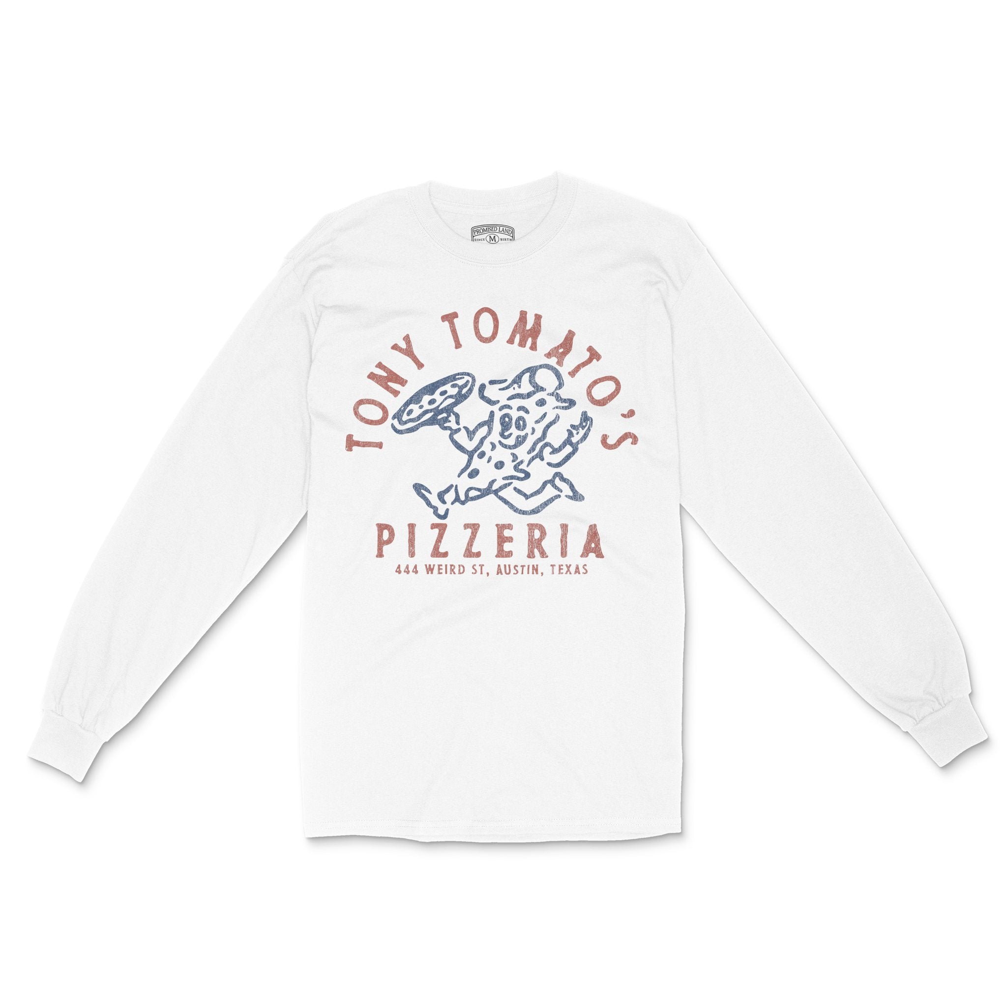 Austin Pizza Time Longsleeve in White - front view