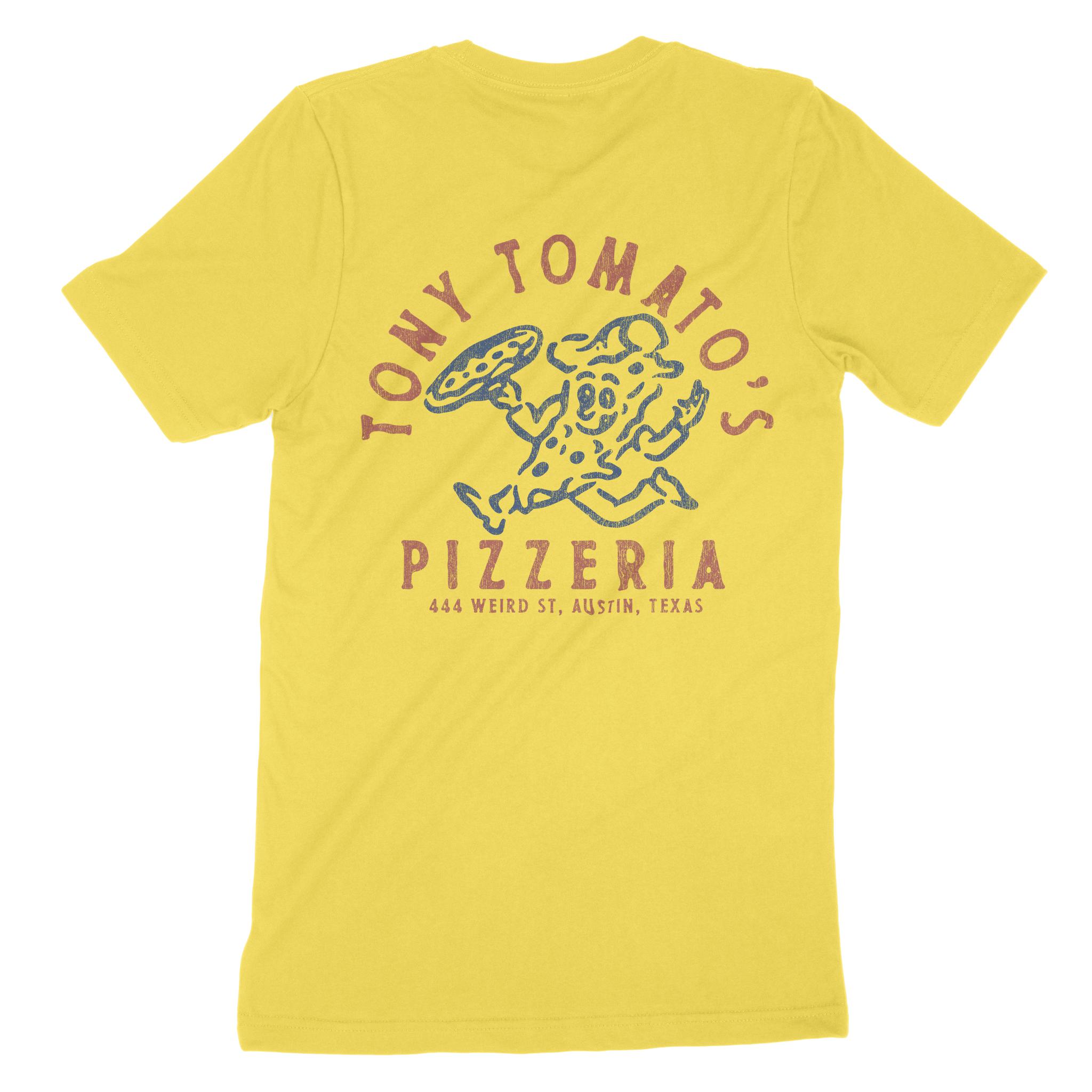 Austin Pizza Time T-Shirt Yellow back