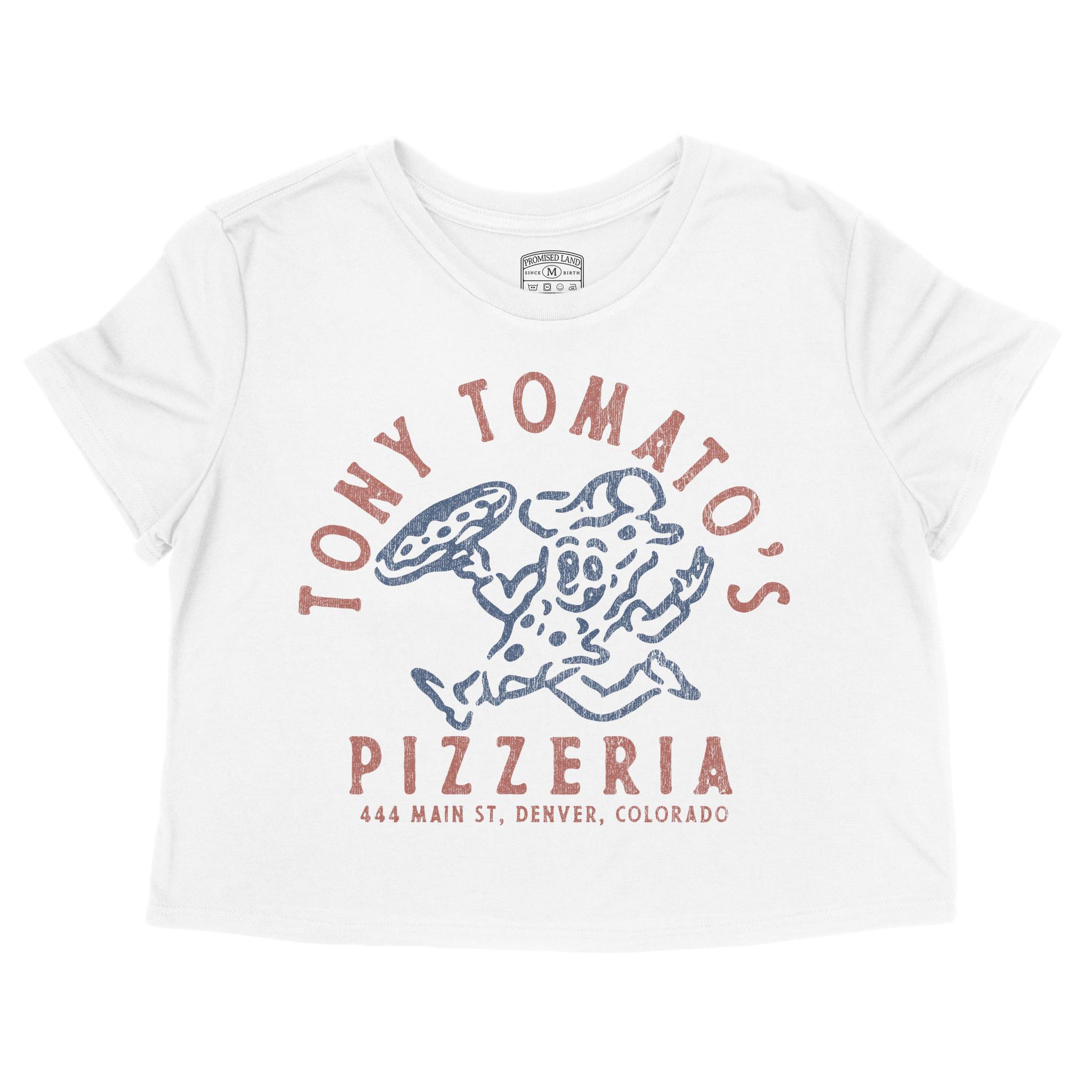 Denver Pizza Time Cropped Tee White front