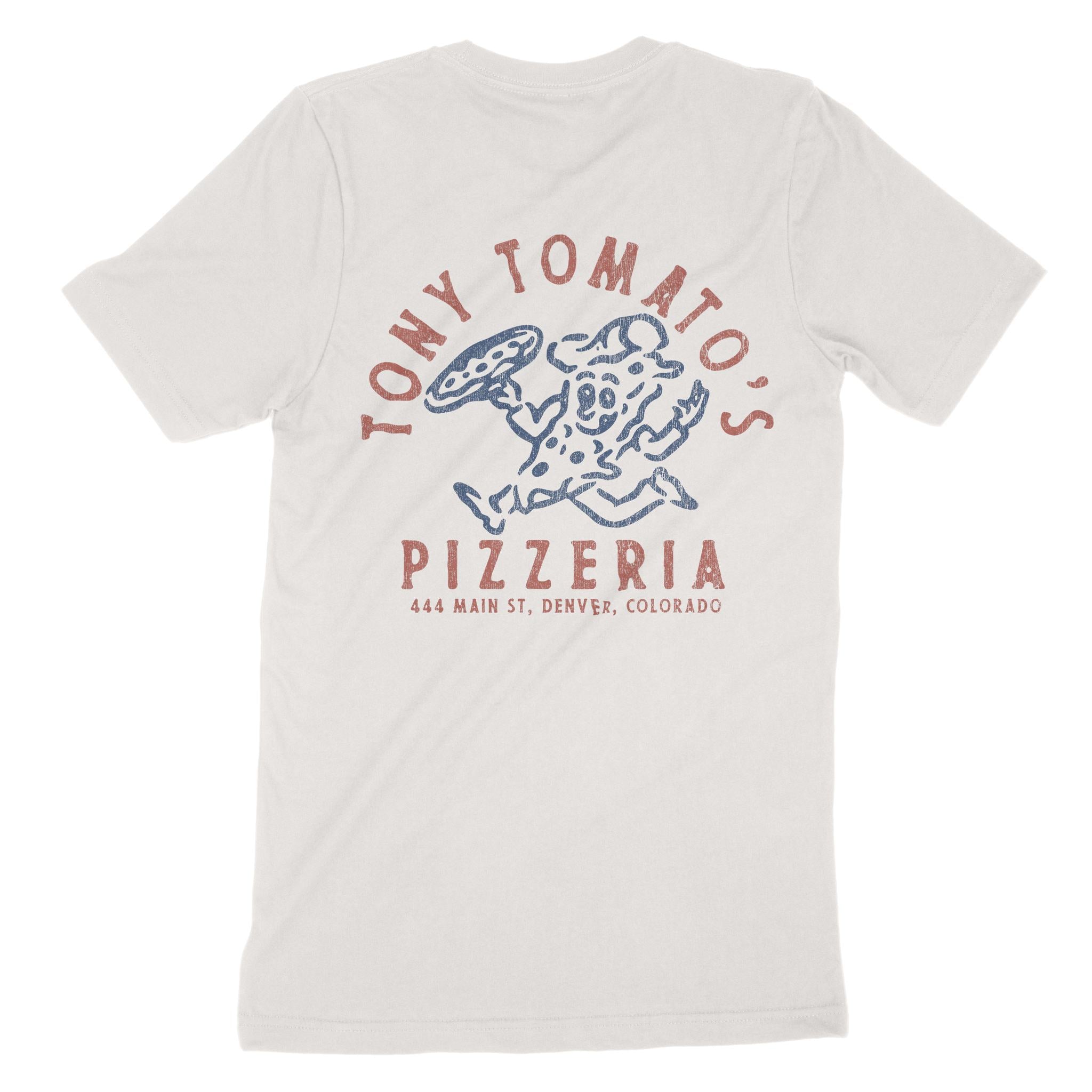 Denver Pizza Time T-Shirt Vintage White back
