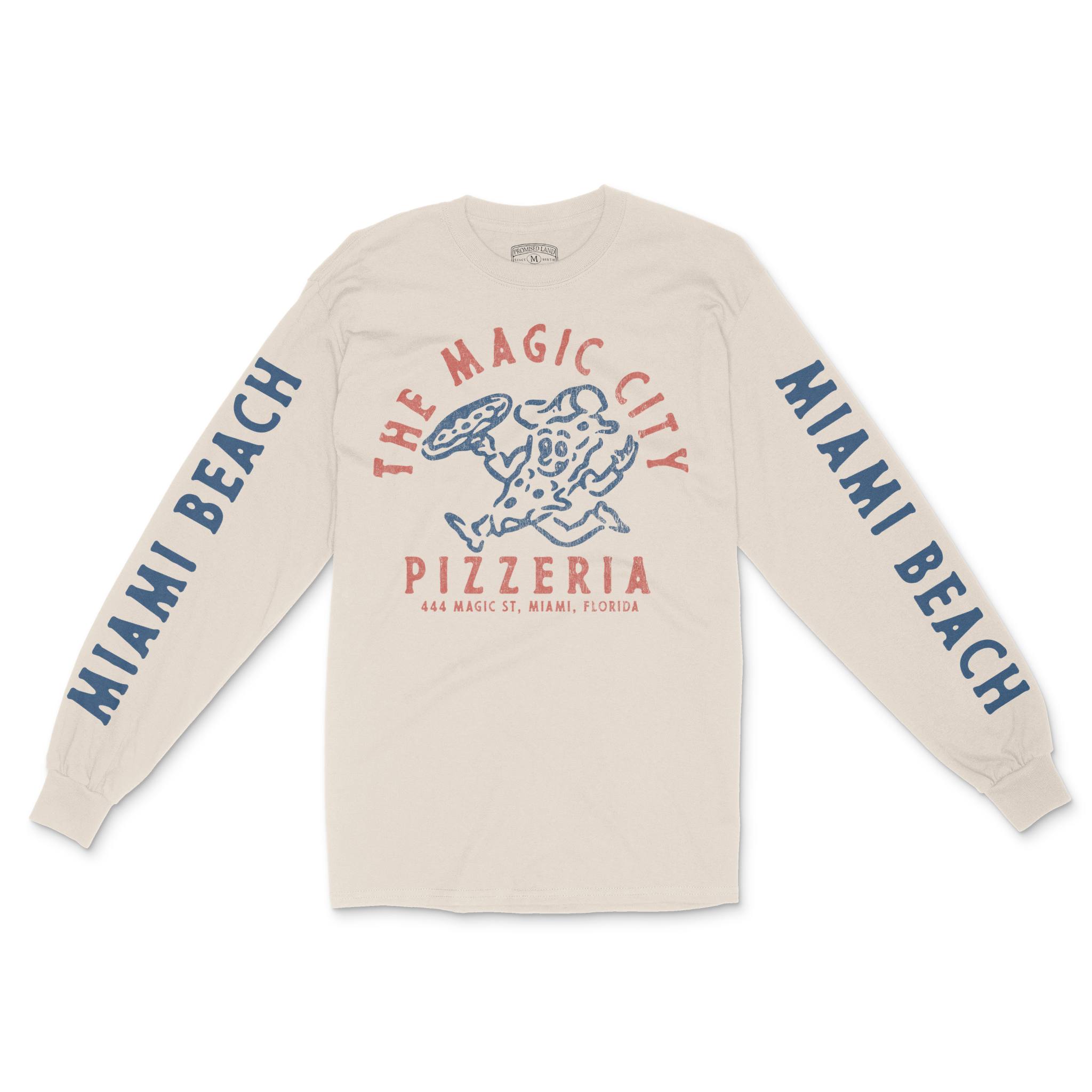 Miami Pizza Time Longsleeve in Natural - front view with sleeves