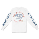 Miami Pizza Time Longsleeve in White - front view with sleeves