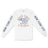 New York Longsleeve in White - front-sleeves view