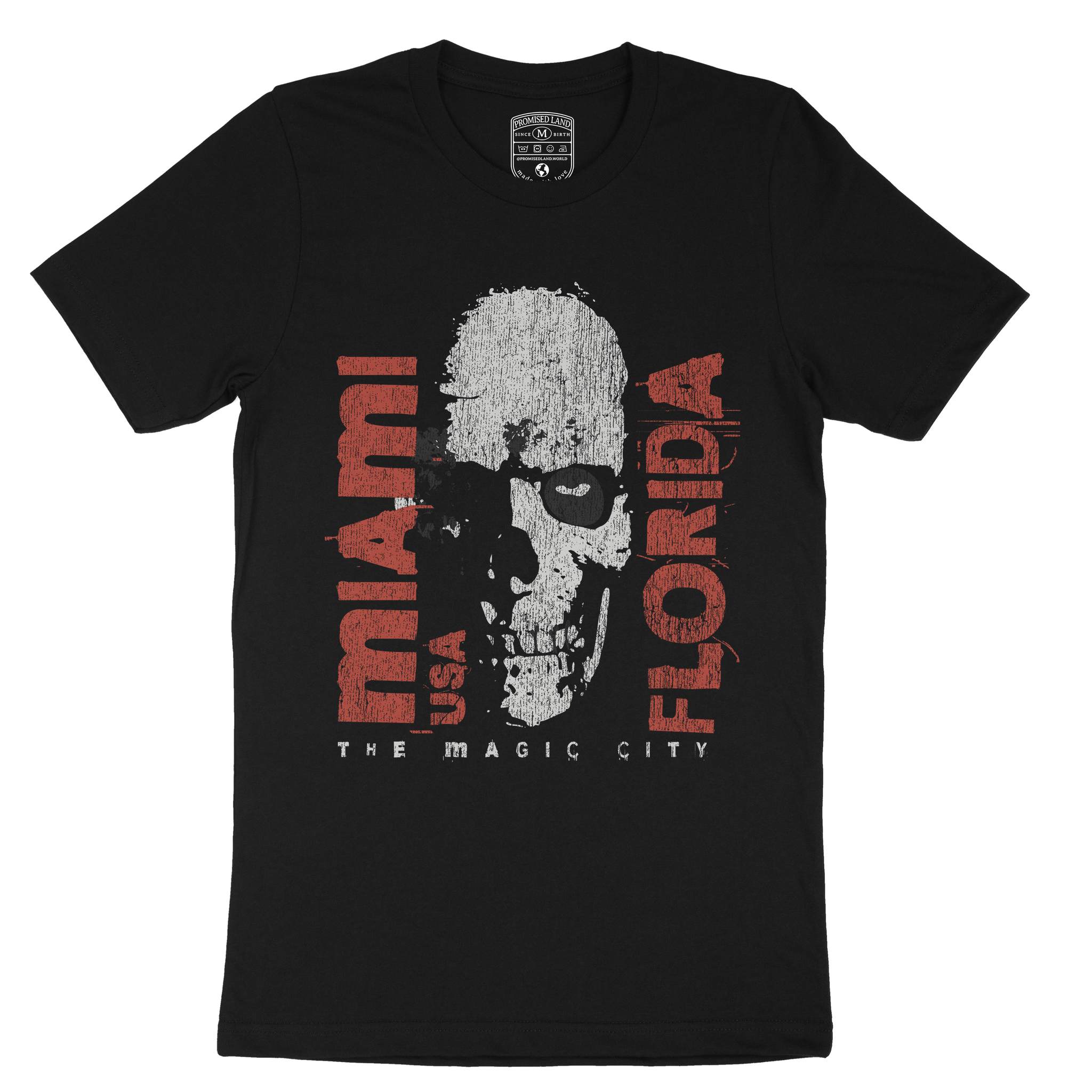 Miami Skull King T-Shirt Vintage Black front